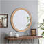 Miroir rond rond à cadre en bois avec détail nervuré, 23,62 po