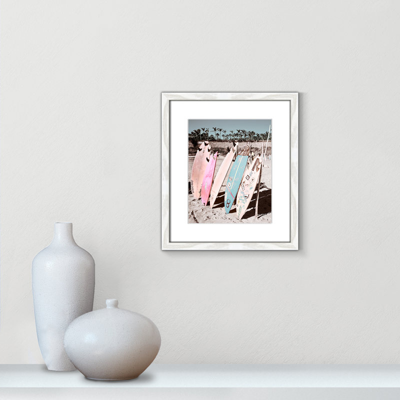 Wave Rady Wave Ready Framed On Paper by Danita Delimont Print, 15" H x 13" W x 0.75" D, White Wood Grain Framed