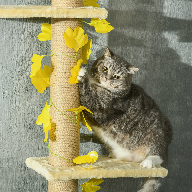 513.08cm H Cat Tree, Yellow