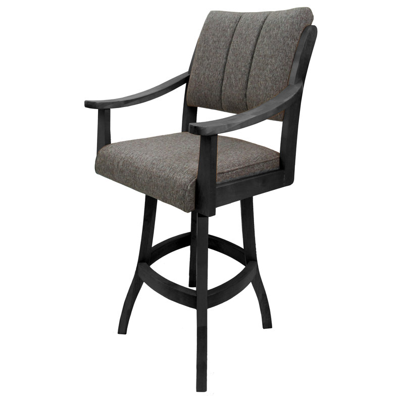 Tabouret de bar pivotant en bois Miriam, Très grand (siège d'une hauteur de 34 po), Gris mojave / gris foncé