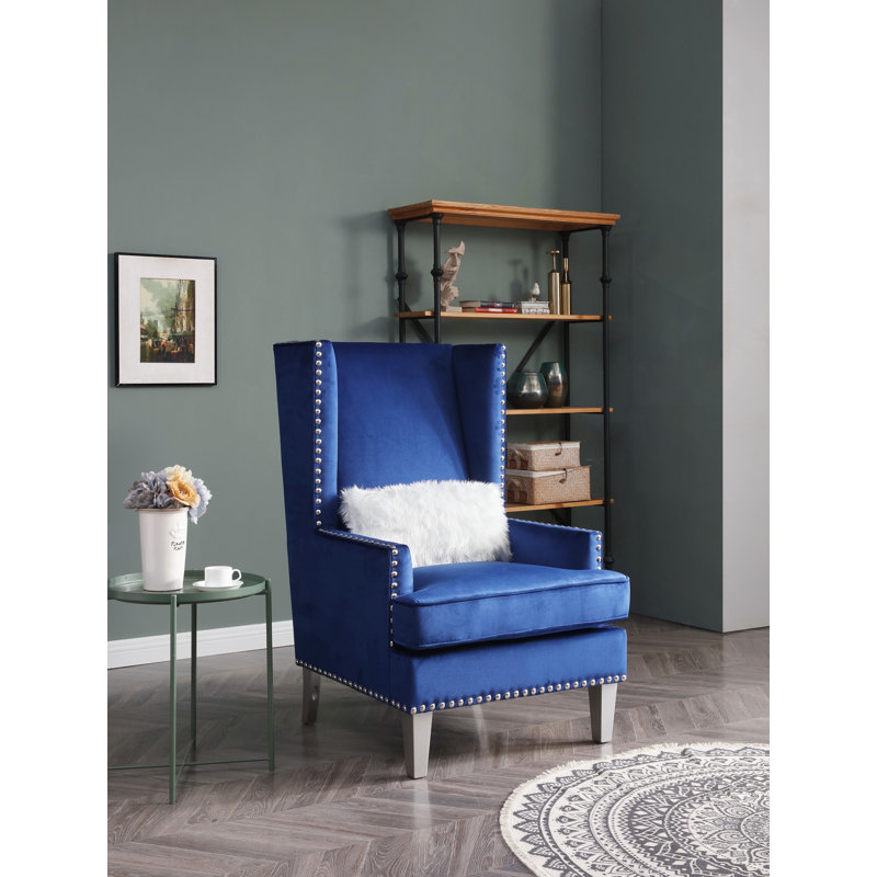 Élégante chaise longue à accoudoirs carrés, Bleu