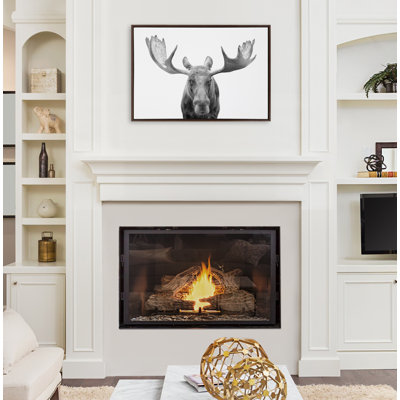 «Moose Black and White» par Amy Peterson, reproduction d'art sur toile encadrée