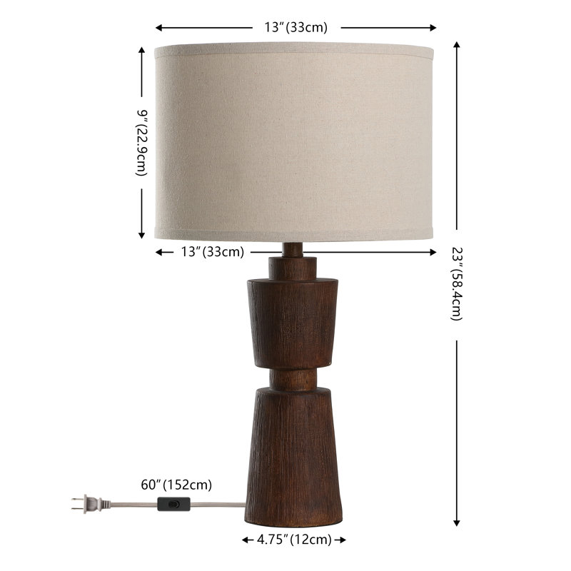 Gaspara Resin Table Lamp, Brown Base / Oatmeal Shade