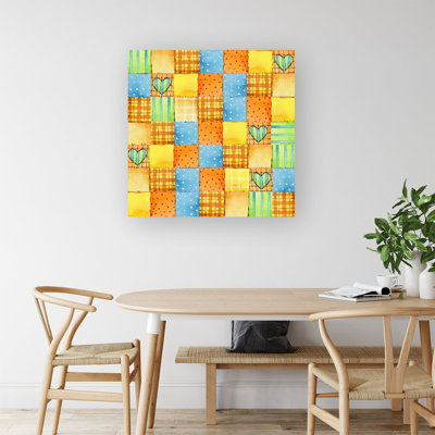 BABY WATERCOLOUR BLANKET PATTERN - Wrapped Canvas Print
