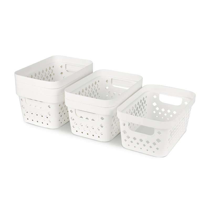 Ensemble de 6 paniers de rangement Glad Diamond, 4 pte, Blanc