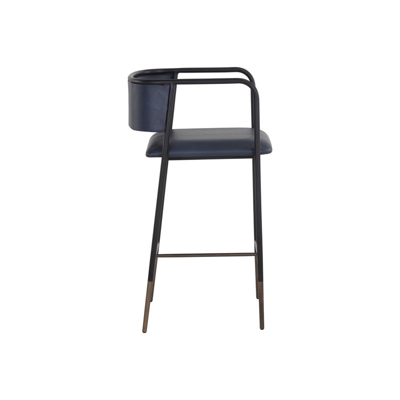 Brenan Upholstered Stool with Metal Frame, Bar Stool (29.5” Seat Height), Brown