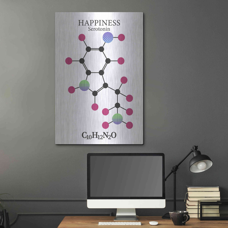 «Serotonin Molecule», art mural en métal, H 36 po x l 24 po