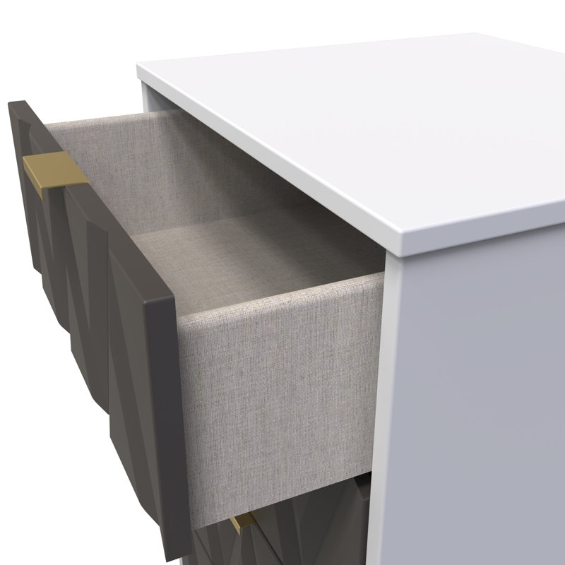 Baturhan 5 Drawer Bedside Cabinet (Ready Assembled), Graphite/Grey