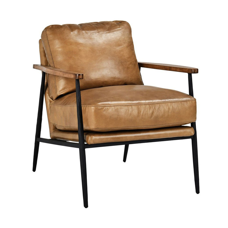 Christopher Leather Club Chair, Brown/Black, Antique Brown/Brown