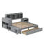 Lit plateforme double en bois avec espace de rangement, tiroirs, ports USB et bureau-1639778072