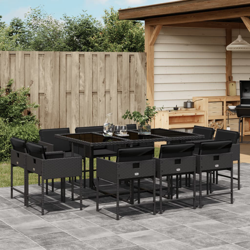 Vidaxl 11-Tlg. Garten-Essgruppe Mit Kissen Grau Poly Rattan