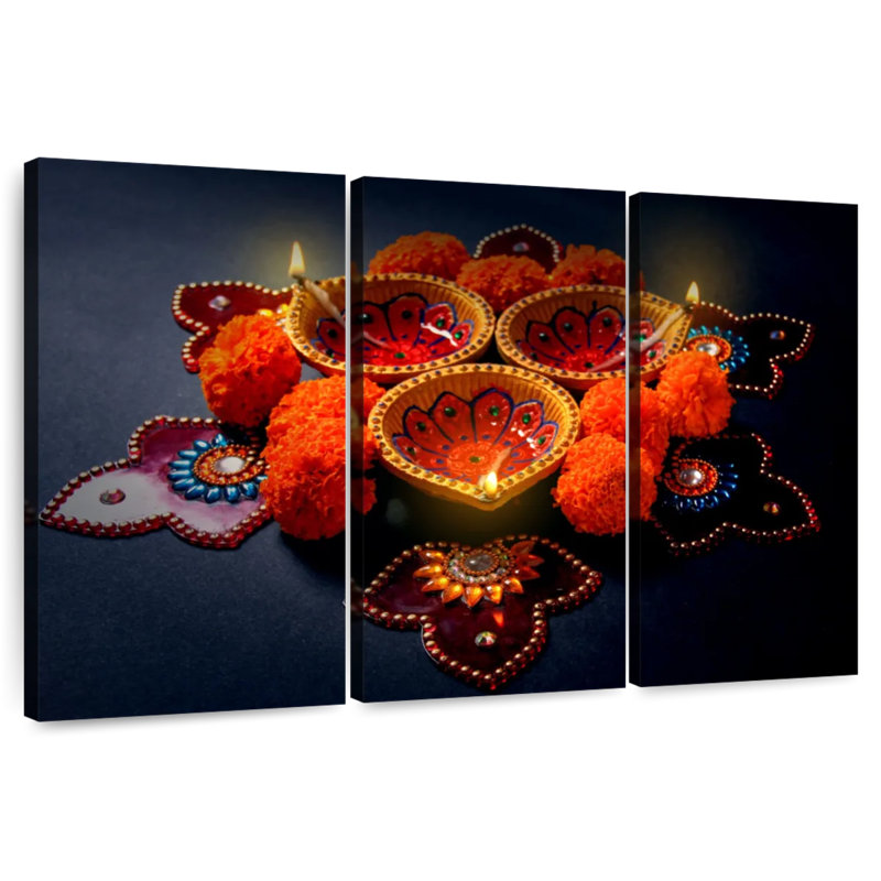 Adella Bejeweled Diwali Lamps, 20" H x 33" W