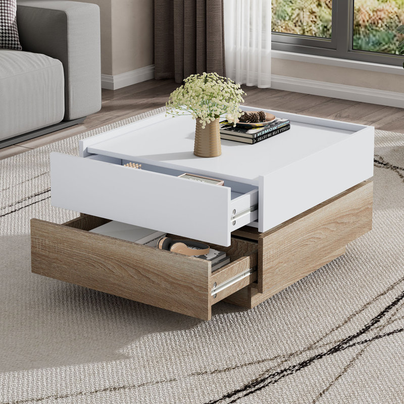 Blatman Coffee Table with Storage, White/Brown