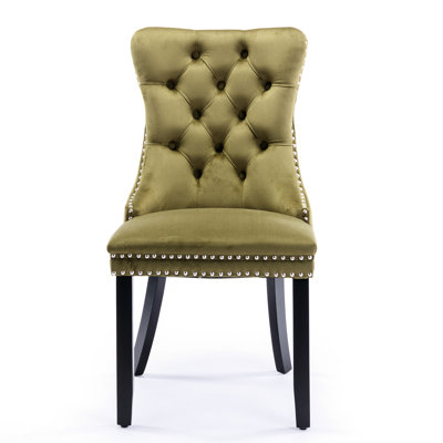 Chaise de salle à manger contemporaine en velours, 2 pièces, olive, Sw2001ol - assise confortable et revêtement de luxe en velours haut, 2 pièces