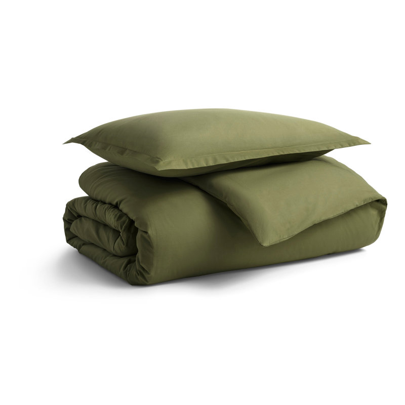 Modern & Contemporary Cotton Percale Duvet Cover, Loden Green, Twin Duvet Cover + 1 Twin Sham