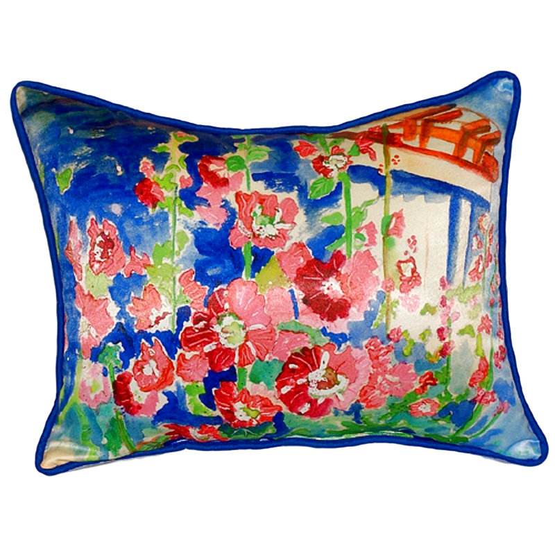 Housse de coussin d'extérieur et insert Hollyhocks, Rectangle H 11 po x l 14 po