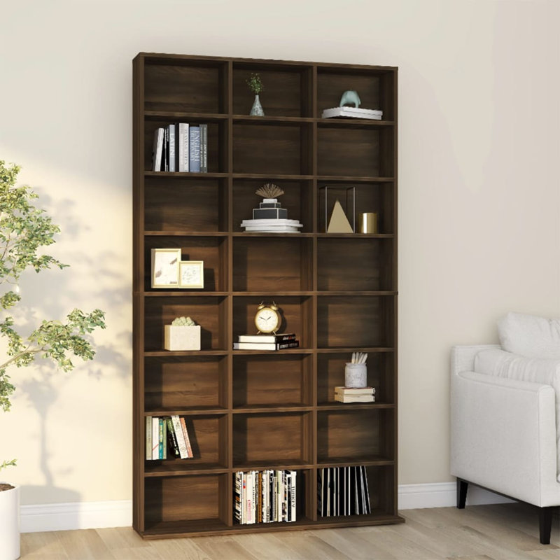 Cleanthes 177.5cm H x 102cm W Bookcase, 177cm H x 102cm W x 23cm D, Brown Oak