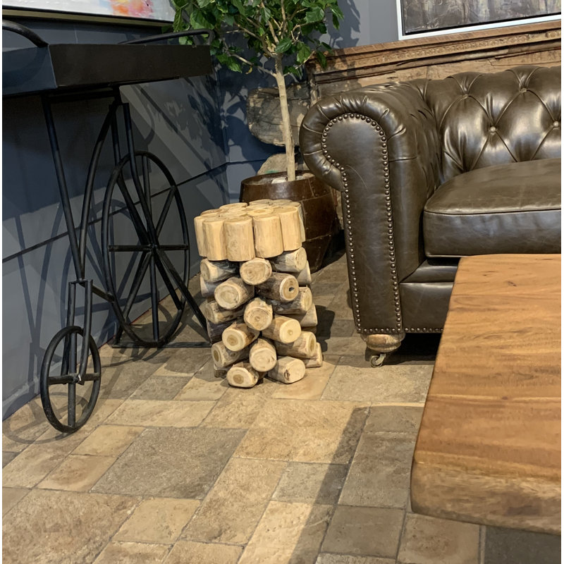 Table de bout en blocs de bois massif Ferro