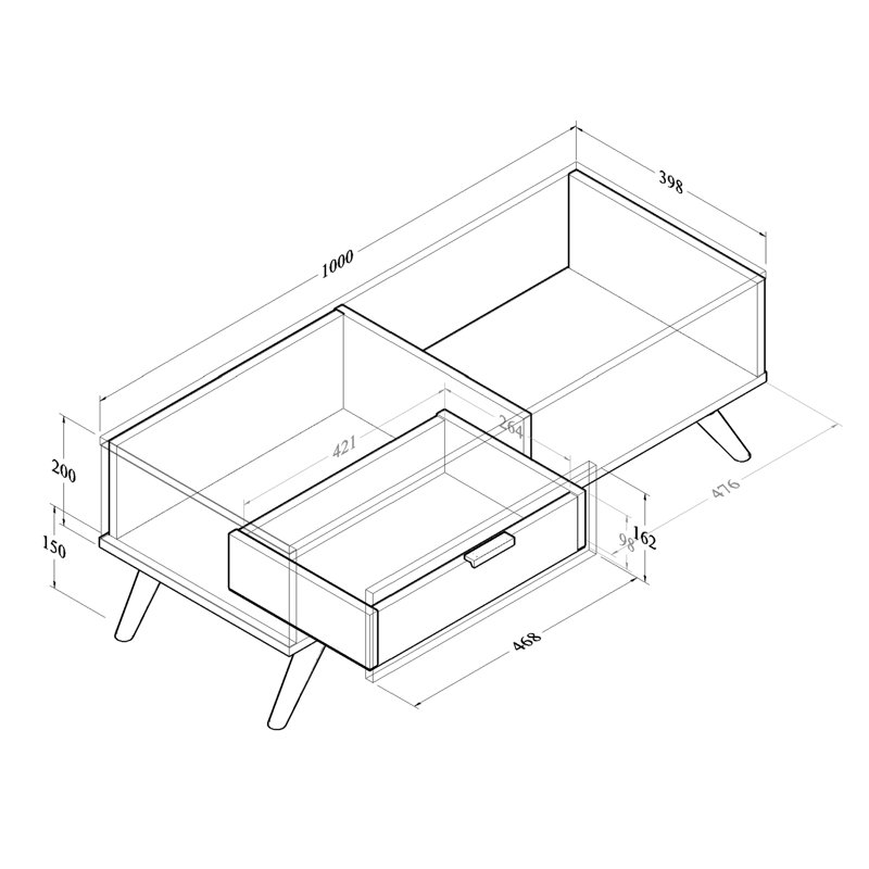 Maia Four Leg Coffee Table with Storage
