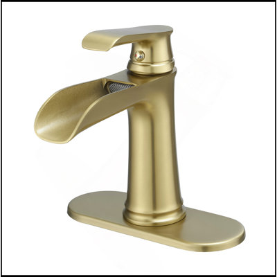 Robinet de lavabo avec plaque de plate-forme cascade en nickel doré avec bonde escamotable et conduites d'alimentation Robinets de salle de bain pour lavabo 1 trou Robinets de salle de bain à une poignée