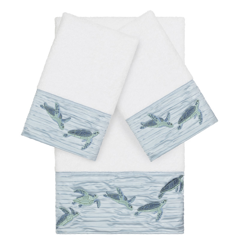 Mia Embellished 3 Piece Towel Set, White