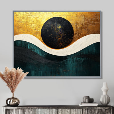 Lune sans limite dorée et noire - rêverie géométrique abstraite
