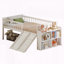 Lit plateforme simple en bois avec tablette de rangement, glissoire et échelle pour enfants-129199305