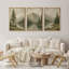 «Tranquil Mountain Lake Evergreen Landscape», reproduction d'art sur toile encadrée, 3 pièces-767894819-767894817