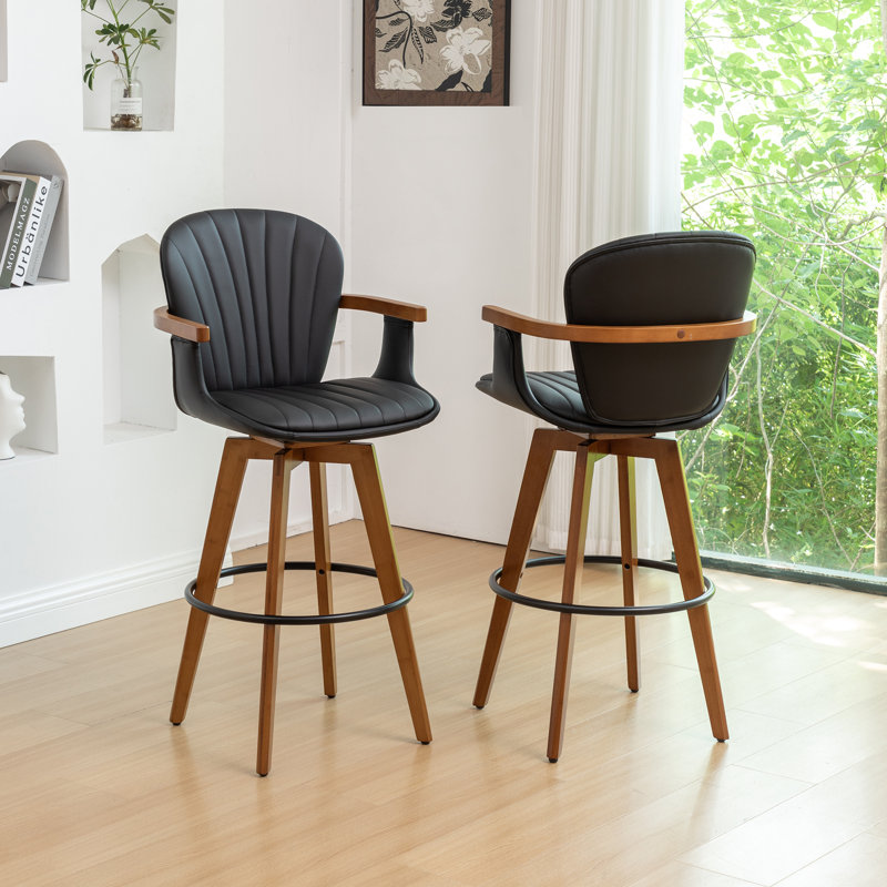 Kelsch Swivel Bar Stool, Black, Counter Stool (67.6cm Seat Height)