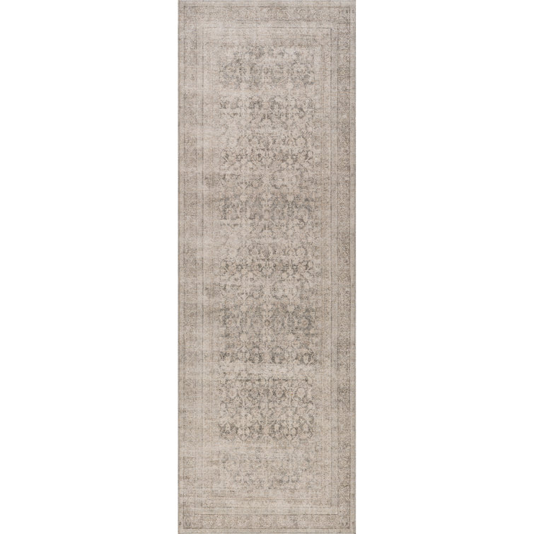 Jeccica Distressed Vintage Medallion Jute Blend Polyester Area Rug
