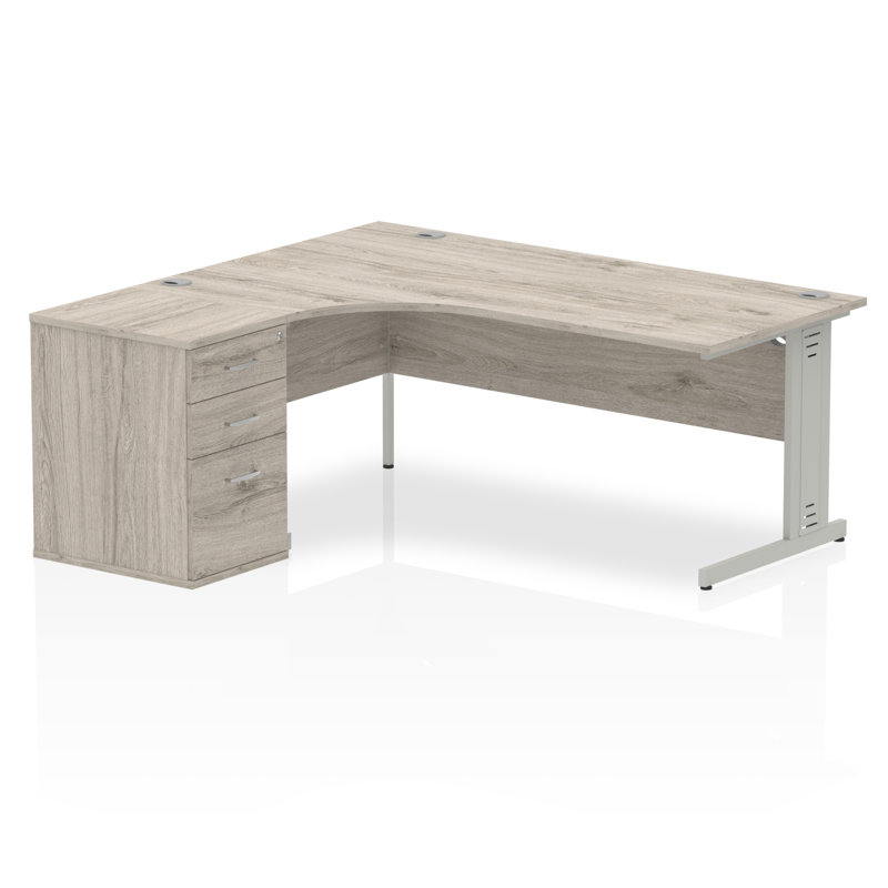 Zetta Metal Base Executive Desk, Left, 73 cm H x 180 cm W x 80 cm D