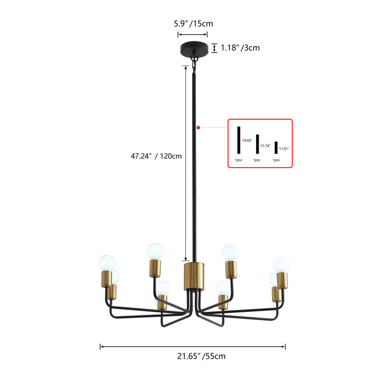 Spero 8 - Light Dimmable Sputnik Chandelier