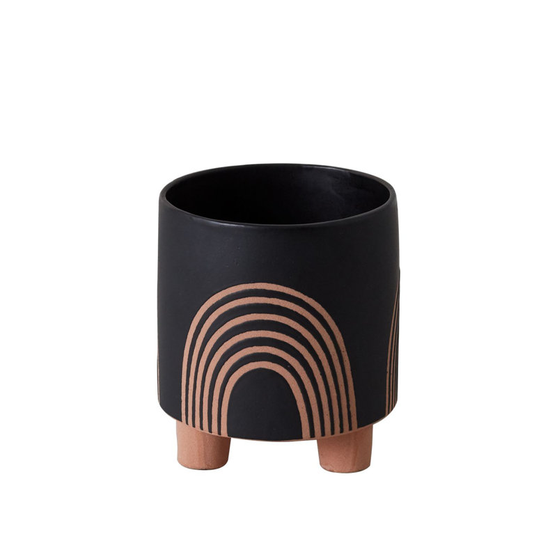 Pot à fleurs en céramique Josiana, H 7,5 po x l 6,75 po x P 6,75 po, Noir