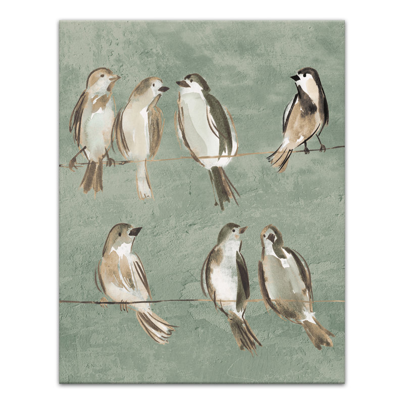 «Birds on a Wire Sage», reproduction sur toile, H 14 po x l 11 po
