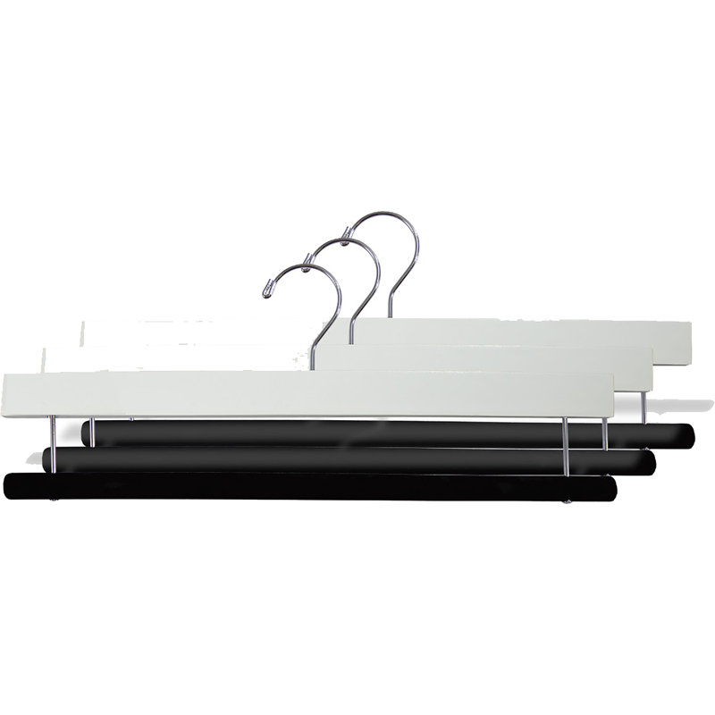 Cintre en bois antidérapant pour jupe / pantalons, Blanc / Nickel, 25