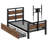 Metal Twin Platform Bed with Two Storage Drawers and Rotatable TV Stand-93308827