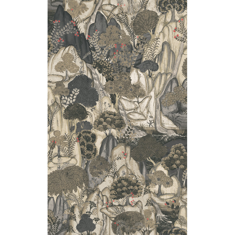 Falling Waters Neutral Scenic Wallpaper, White