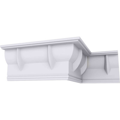 Endurathane Deco Crown Moulding, 4 3/4"H x 2 3/8"P x 5 1/4"F x 94 1/2"L, Factory Primed
