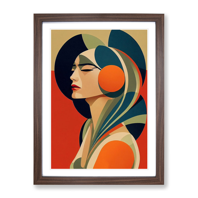 XV1022-2637X Magnificent Abstract Woman - Single Picture Frame Print, 64cm H x 46cm W x 2cm D, Walnut