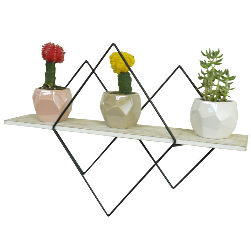 Mengiste Geometric Floating Wall Mount Shelf, Geometric Floating Modern Shelf For Wall Décor