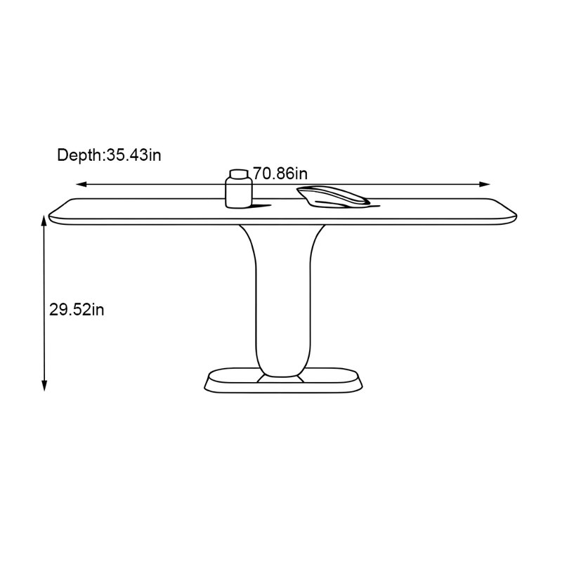 Table de salle à manger rectangulaire en bois massif de couleur noyer, H 29,52 po x L 70,86 po x l 35,43 po