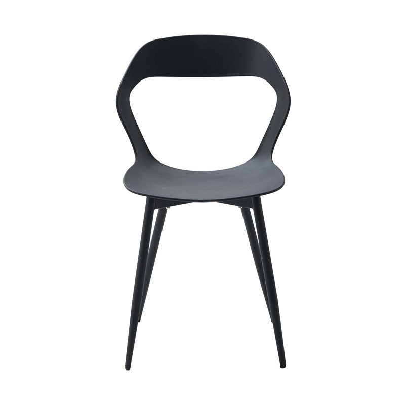 Modern Dining Chairs - Plastic Chairs - Openwork - Metal Legs, Black