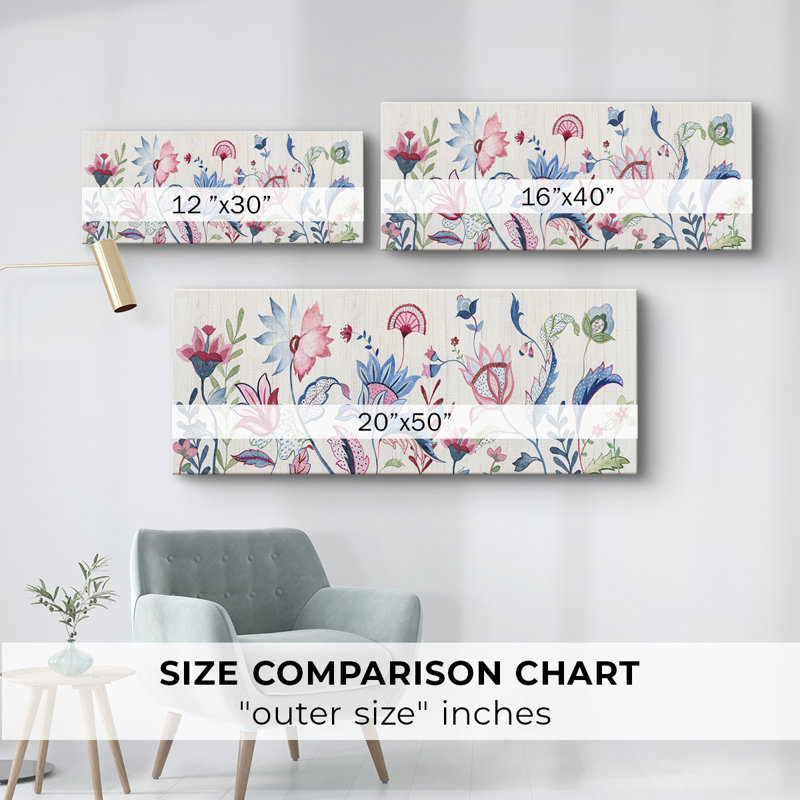 Jardin jacobéen - Toile tendue avec châssis - Prêt à accrocher, H 12 po x l 30 po