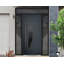 Porte d'entrée extérieure prémontée en acier Deux 6501 Anthracite, 2 fenêtres latérales et supérieures, inserts en acier inoxydable, style moderne, peinte - L 12+36+12 x H 80+16 - Ouverture droite vers l'intérieur-111445203-111445202