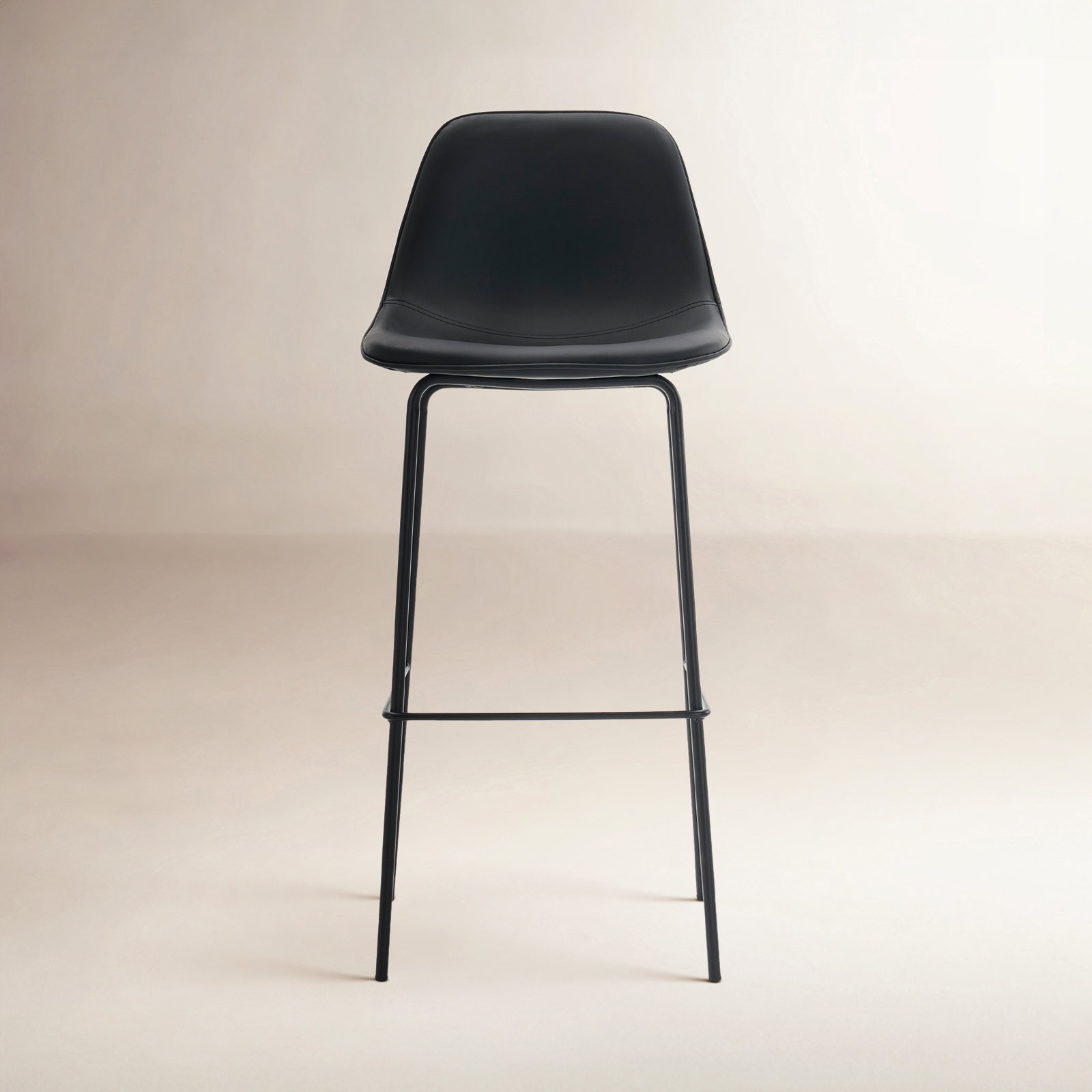 Kavi Bar Stool, Bar Stool (30" Seat Height), Black Faux Leather