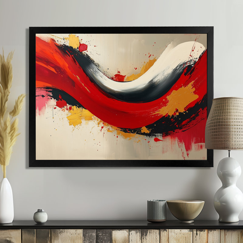 Whisenhunt - Abstract Canvas Art Print, H 12 po x l 20 po, Avec cadre, Noir, noir, noir, noir