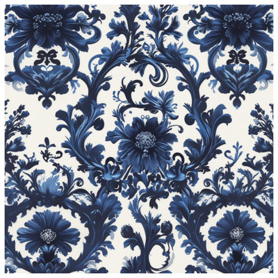 Housses de couette damassées à motif floral bleu