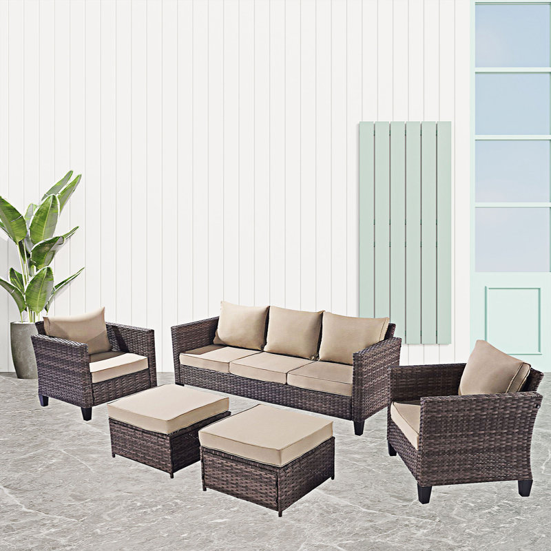 Ensemble repas avec coussins Wester Square pour 5 personnes, Kaki