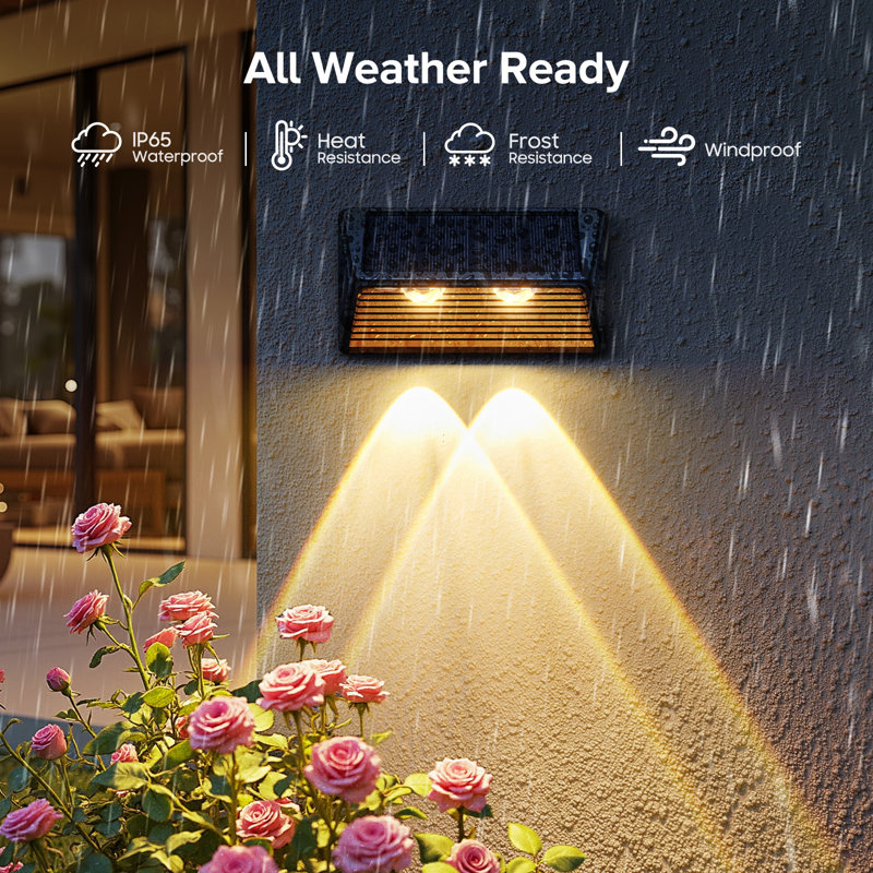 Lumières de clôture solaires extérieures, lumières de clôture à DEL très lumineuses alimentées à l'énergie solaire avec 2 modes 3500k / 6000k, lumières de terrasse solaires étanches Ip65 pour mur d'escalier extérieur