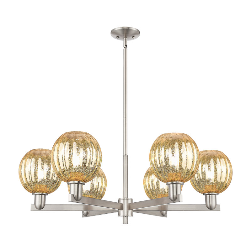 Lustre suspendu 6 lumières Hailsham, Mercure, Nickel satiné